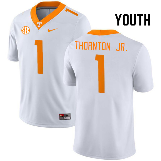 Youth #1 Dont'e Thornton Jr. Tennessee Volunteers College Football Jerseys Stitched Sale-White - Click Image to Close